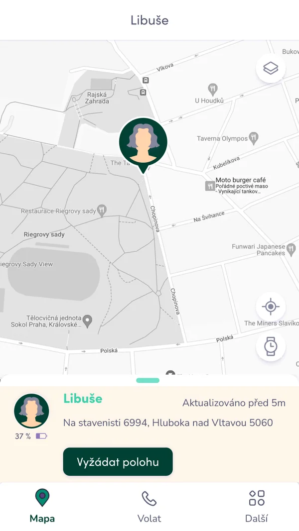 Findee Guardian — poloha blízkého člověka a vyžádání nové polohy